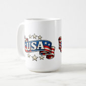 Patriotic USA Banner コーヒーマグカップ (正面左)
