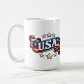 Patriotic USA Banner コーヒーマグカップ (左)