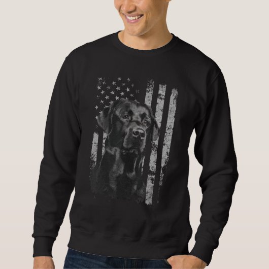 Patriotic USA Flag Black Labrador Funny Lab Dog Ow スウェットシャツ (正面)