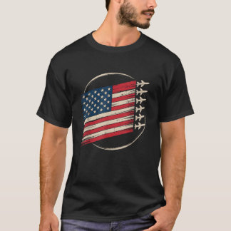 Patriotic USA Flag Fighter Jets Boys 4th of July Tシャツ
