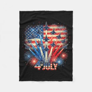 Patriotic usa flag fighter jets funny 4th of july フリースブランケット