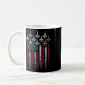 Patriotic Usa Flag Fighter Jets Lover 4th Of July  コーヒーマグカップ (左)