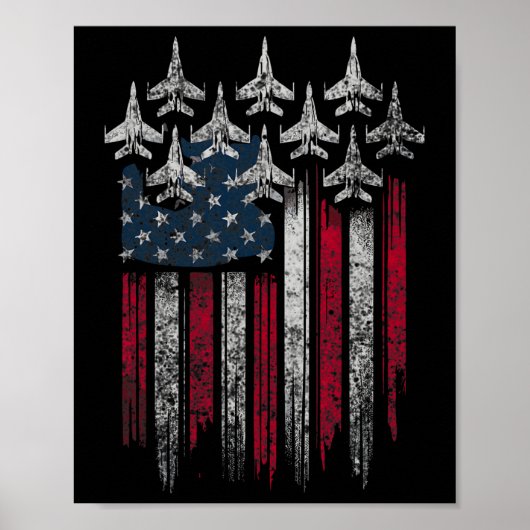Patriotic Usa Flag Fighter Jets Lover 4th Of July ポスター (正面)