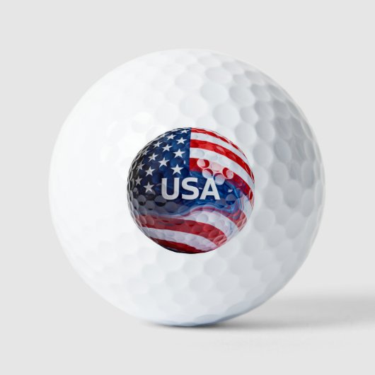 Patriotic USA Flag Golf Ball Macro | American Flag ゴルフボール (正面)