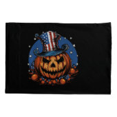 Patriotic USA Flag Halloween Pumpkin 枕カバー (裏面)