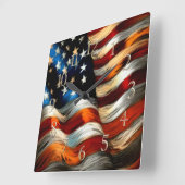 Patriotic USA Flag Hard Pastel  スクエア壁時計 (傾斜)