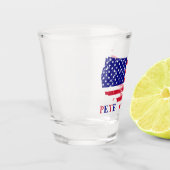 Patriotic USA Flag Map Design with Custom Name  ショットグラス (左)