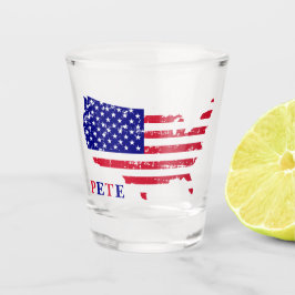 Patriotic USA Flag Map Design with Custom Name  ショットグラス
