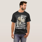 Patriotic Usa Flag Yellow Labrador Distressed  Tシャツ (正面フル)