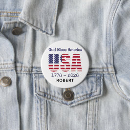 Patriotic USA God Bless America 3-in Round Button 缶バッジ