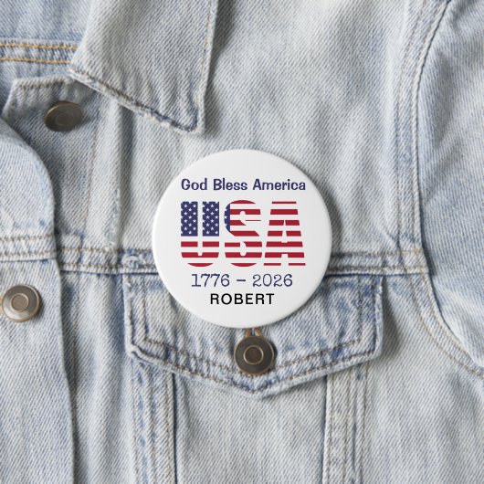 Patriotic USA God Bless America 3-in Round Button 缶バッジ (インサイチュ)