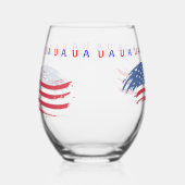 Patriotic USA Painted Flag stroke ステムなしワイングラス (左)