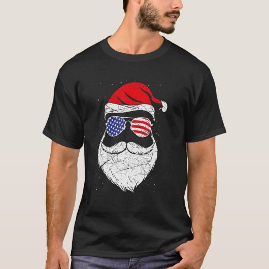 Patriotic USA Santa Claus Tシャツ (正面)