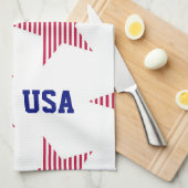 Patriotic USA Stars Red White Blue Olympics キッチンタオル (四つ折り)