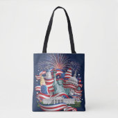 Patriotic USA Tote Bag – Double-Sided American Fla トートバッグ (正面)