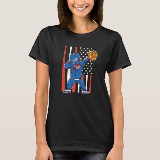 patriotic usa us flag dabbin' baseball player Prem Tシャツ (正面)