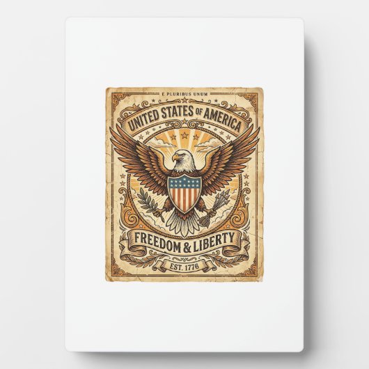 Patriotic Vintage Bald Eagle Distressed フォトプラーク (正面)