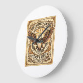 Patriotic Vintage Bald Eagle Distressed ラージ壁時計 (傾斜)