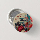 Patriotic Vintage Truck 缶バッジ (正面&裏面)