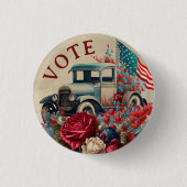 Patriotic Vintage Truck 缶バッジ (正面)