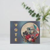 Patriotic Vintage Truck Vote ポストカード (スタンド正面)