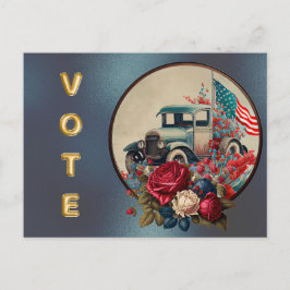 Patriotic Vintage Truck Vote ポストカード