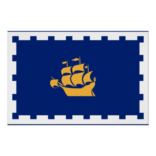 Patriotic wall poster with Flag of Quebec City ポスター (正面)