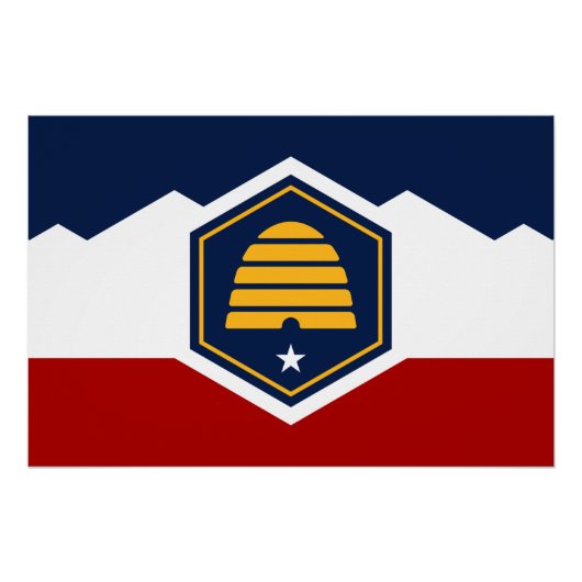 Patriotic wall poster with Flag of Utah, USA ポスター (正面)