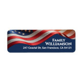 Patriotic Waving Flag Navy Family Address Design ラベル (正面)