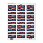 Patriotic Waving Flag Navy Family Address Design ラベル (フルシート)