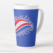 Patriotic Wavy American Flag with Stars | Red Whit カフェラテマグ (右アングル)