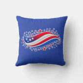 Patriotic Wavy American Flag with Stars | Red Whit クッション (裏面)