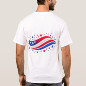 Patriotic Wavy American Flag with Stars | Red Whit Tシャツ (裏面)