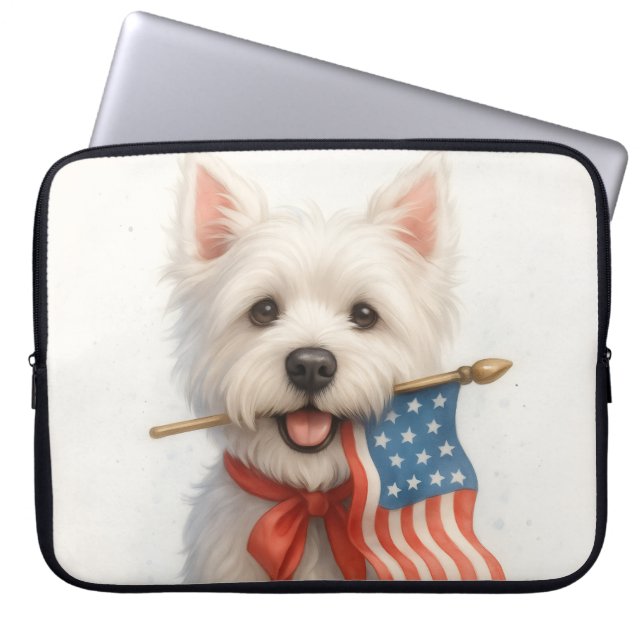 Patriotic Westie ラップトップスリーブ (正面)