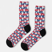 Patriotic White Stars on Red and Blue Stripe ソックス (左)