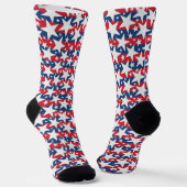 Patriotic White Stars on Red and Blue Stripe ソックス (傾斜あり)