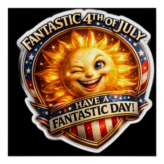 Patriotic winking fourth of July celebration wall  ポスター (正面)