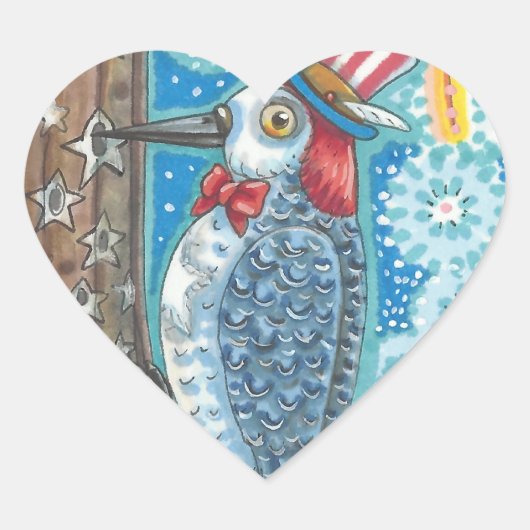 PATRIOTIC WOODPECKER & FIREWORKSスタンプ*シート ハートシール (正面)