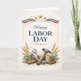 Patriotic Worker Tools Labor Day カード