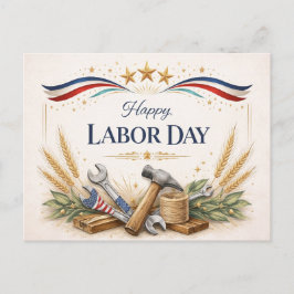 Patriotic Worker Tools Labor Day シーズンポストカード