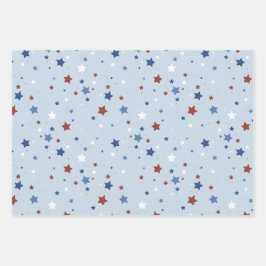 Patriotic Wrapping Paper Flat Sheet Set of 3 ラッピングペーパーシート