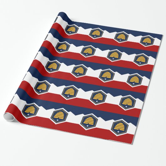 Patriotic wrapping paper with Flag of Utah, USA ラッピングペーパー (アンロールド)
