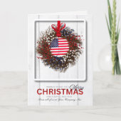 Patriotic Wreath Merry Christmas Wishes シーズンカード (正面)