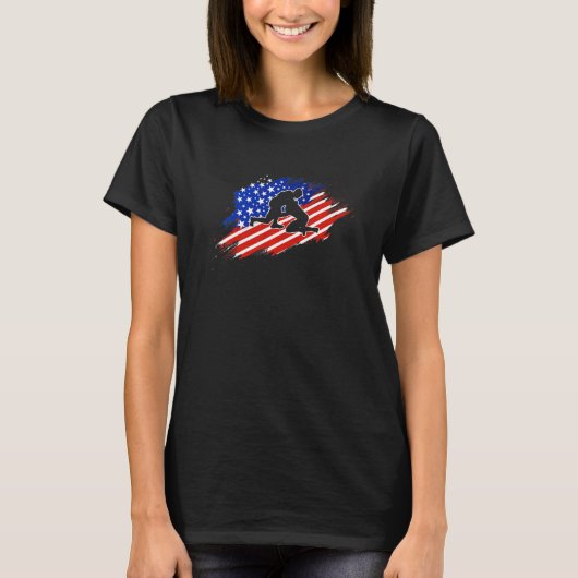 Patriotic Wrestler  4th Of July  American Flag Wre Tシャツ (正面)