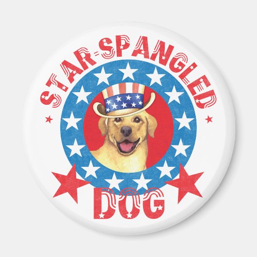 Patriotic Yellow Lab マグネット (正面)
