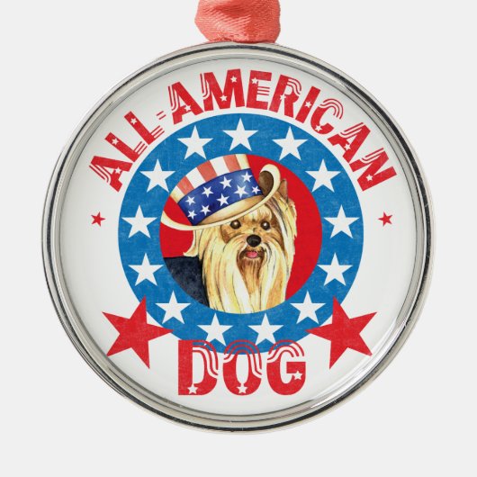 Patriotic Yorkie メタルオーナメント (正面)