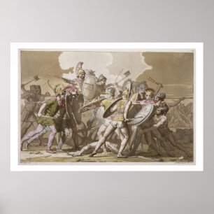 Patrocluの体上のギリシャ人およびトロイ人の戦い ポスター