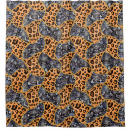Patrón animal print con leopardo  シャワーカーテン