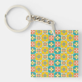 Patrón azulejo de colores alegres キーホルダー