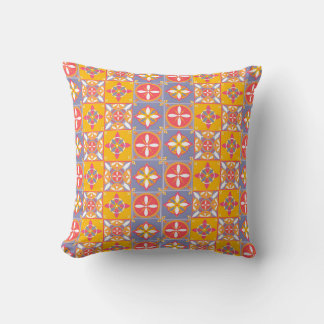 Patrón azulejo de colores alegres クッション
